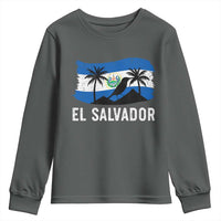 El Salvador Flag Youth Sweatshirt Salvadoran Pride Torogoz Bird Palm Tree Volcano - Wonder Print Shop