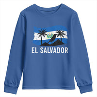 El Salvador Flag Youth Sweatshirt Salvadoran Pride Torogoz Bird Palm Tree Volcano - Wonder Print Shop