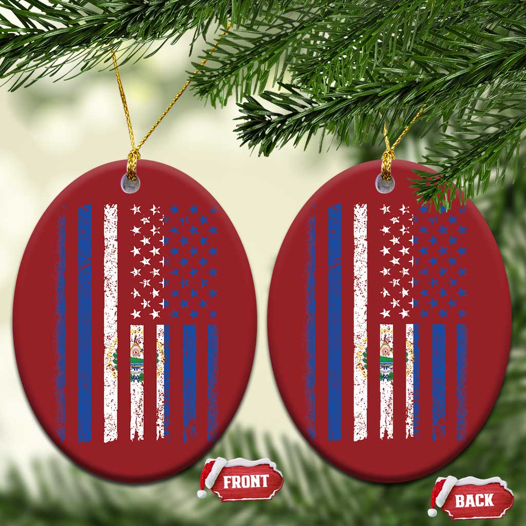 Salvadoran America Flag Christmas Ornament El Salvador USA Patriotic - Wonder Print Shop