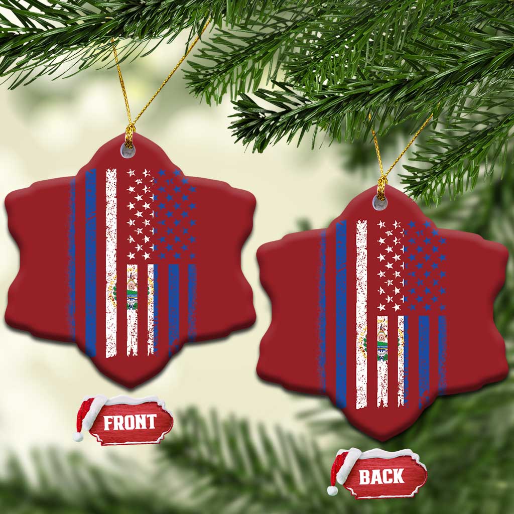 Salvadoran America Flag Christmas Ornament El Salvador USA Patriotic - Wonder Print Shop
