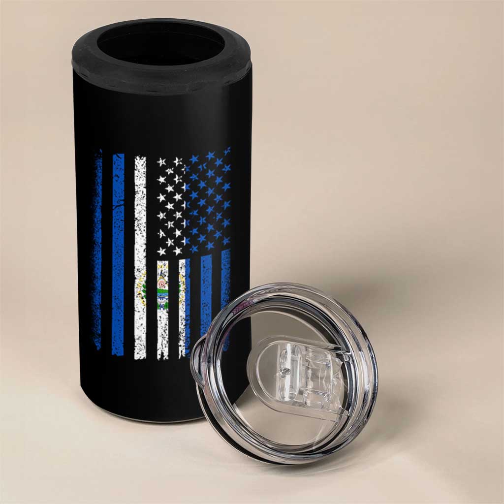 Salvadoran America Flag 4 in 1 Can Cooler Tumbler El Salvador USA Patriotic - Wonder Print Shop