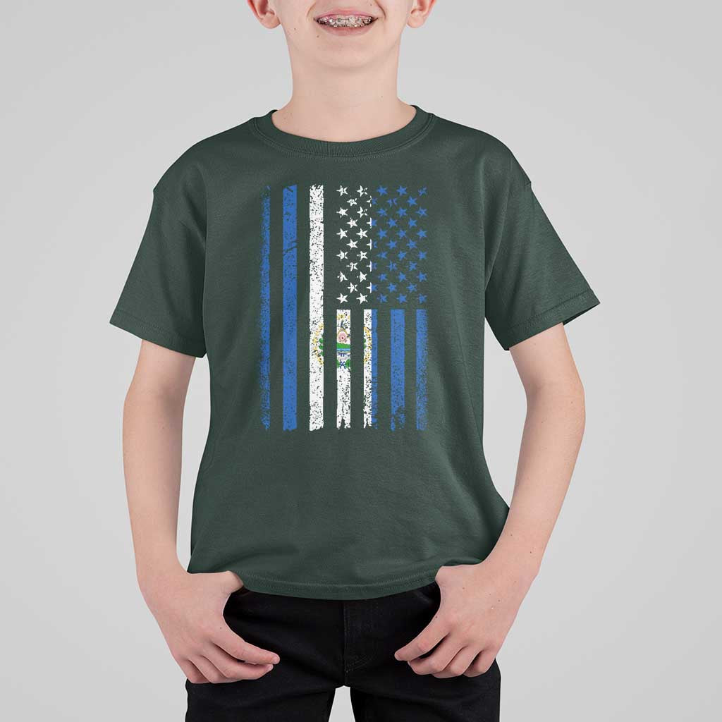 Salvadoran America Flag T Shirt For Kid El Salvador USA Patriotic - Wonder Print Shop