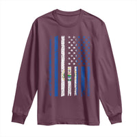 Salvadoran America Flag Long Sleeve Shirt El Salvador USA Patriotic - Wonder Print Shop