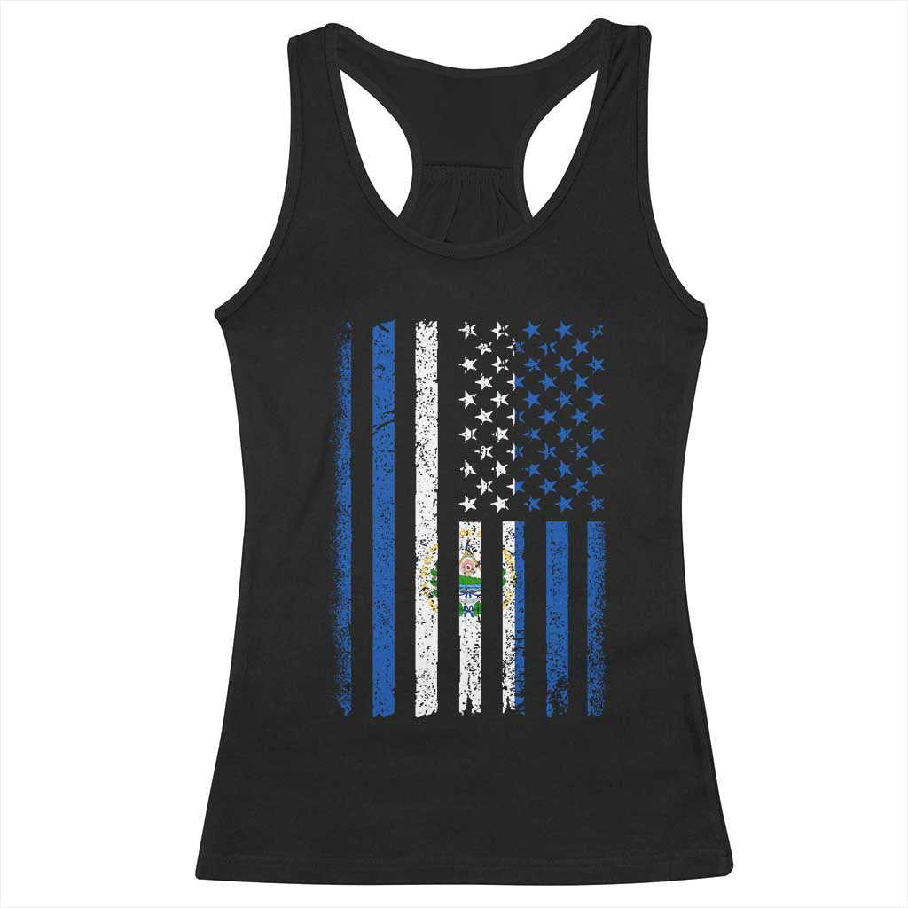 Salvadoran America Flag Racerback Tank Top El Salvador USA Patriotic - Wonder Print Shop