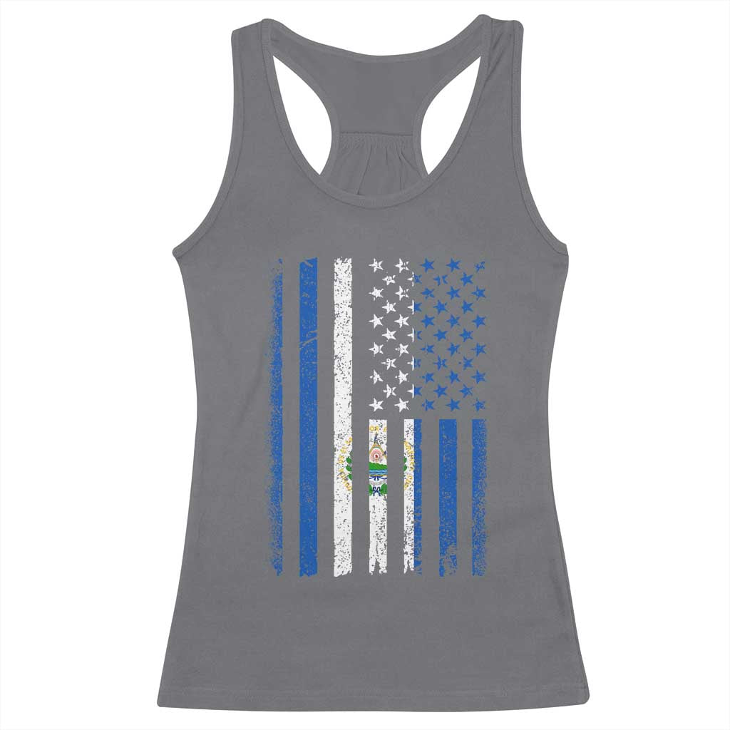 Salvadoran America Flag Racerback Tank Top El Salvador USA Patriotic - Wonder Print Shop
