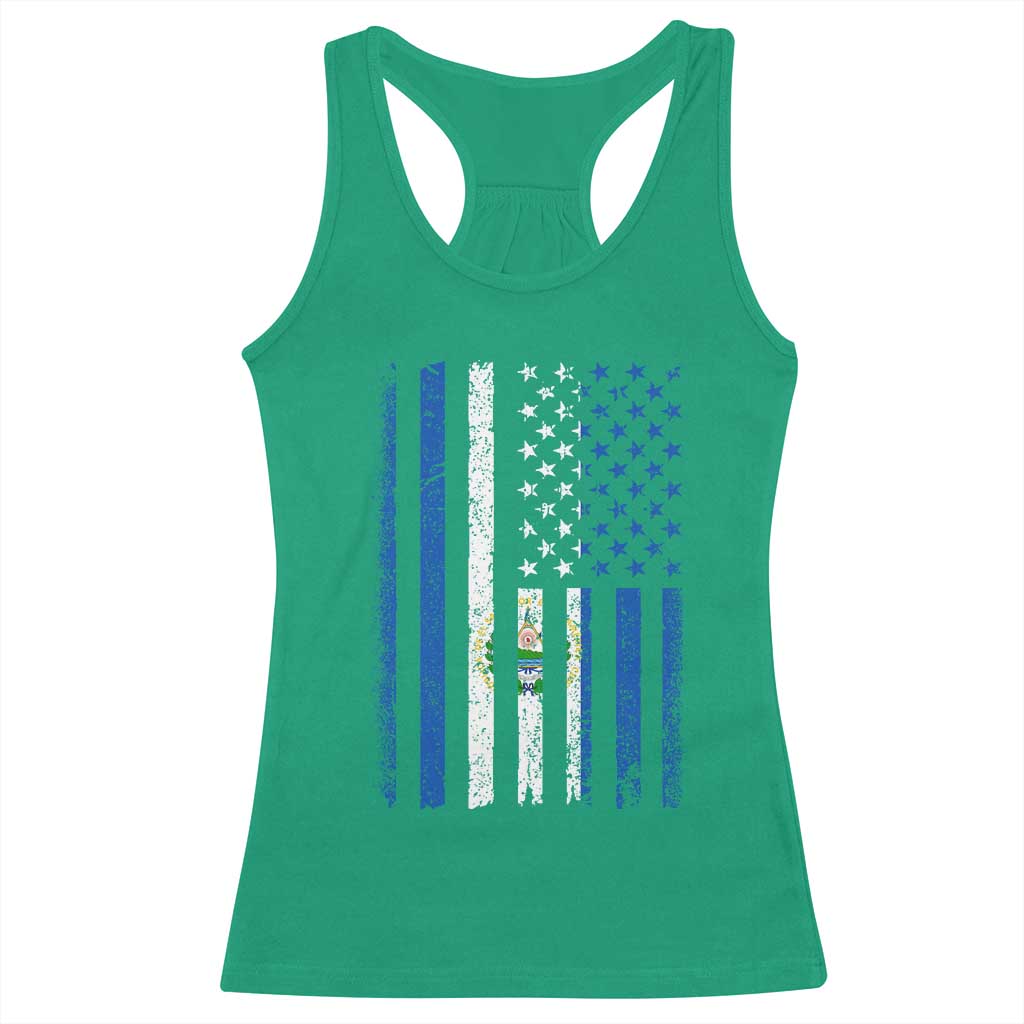 Salvadoran America Flag Racerback Tank Top El Salvador USA Patriotic - Wonder Print Shop