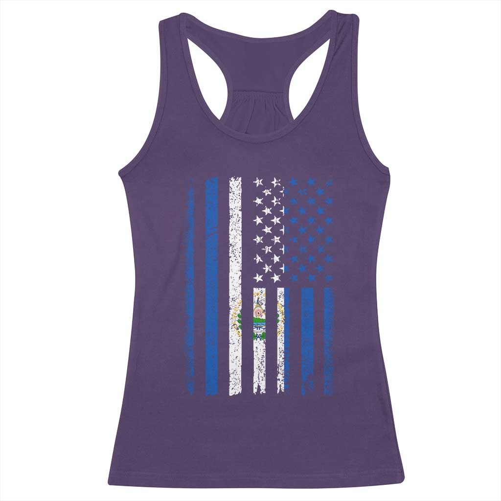 Salvadoran America Flag Racerback Tank Top El Salvador USA Patriotic - Wonder Print Shop