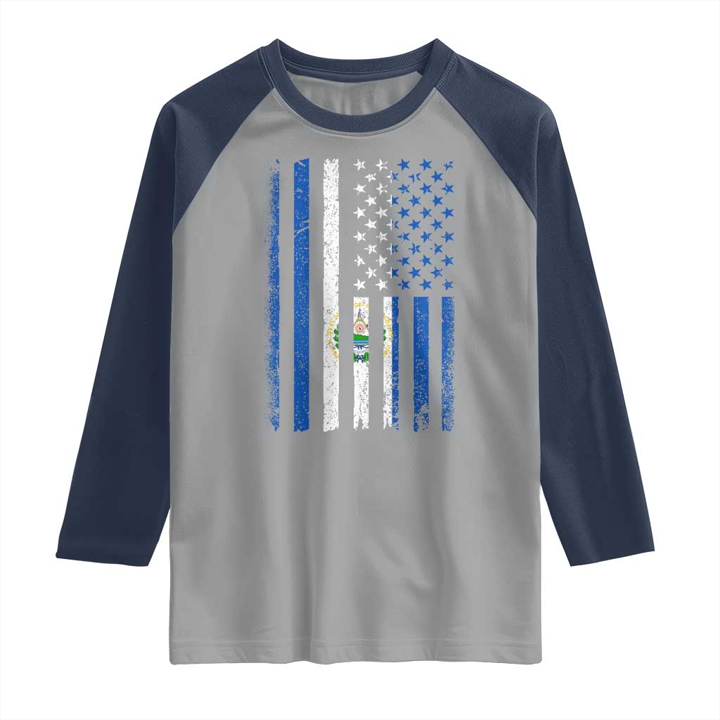 Salvadoran America Flag Raglan Shirt El Salvador USA Patriotic - Wonder Print Shop