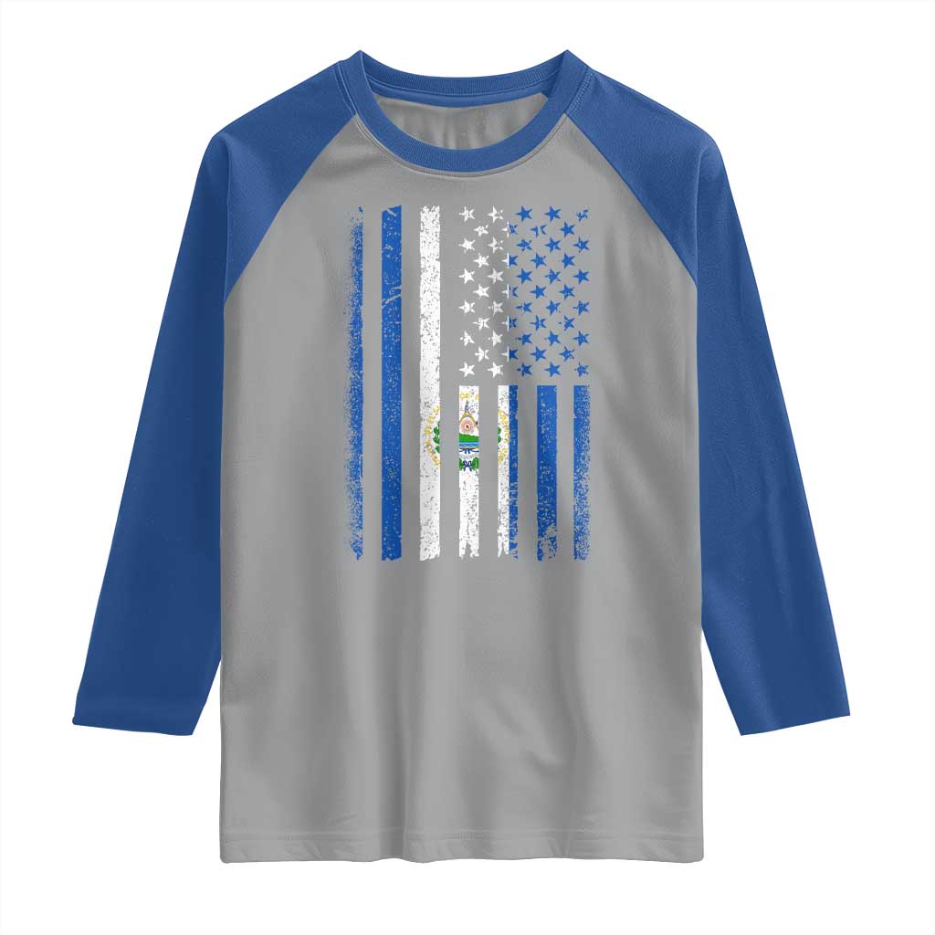 Salvadoran America Flag Raglan Shirt El Salvador USA Patriotic - Wonder Print Shop