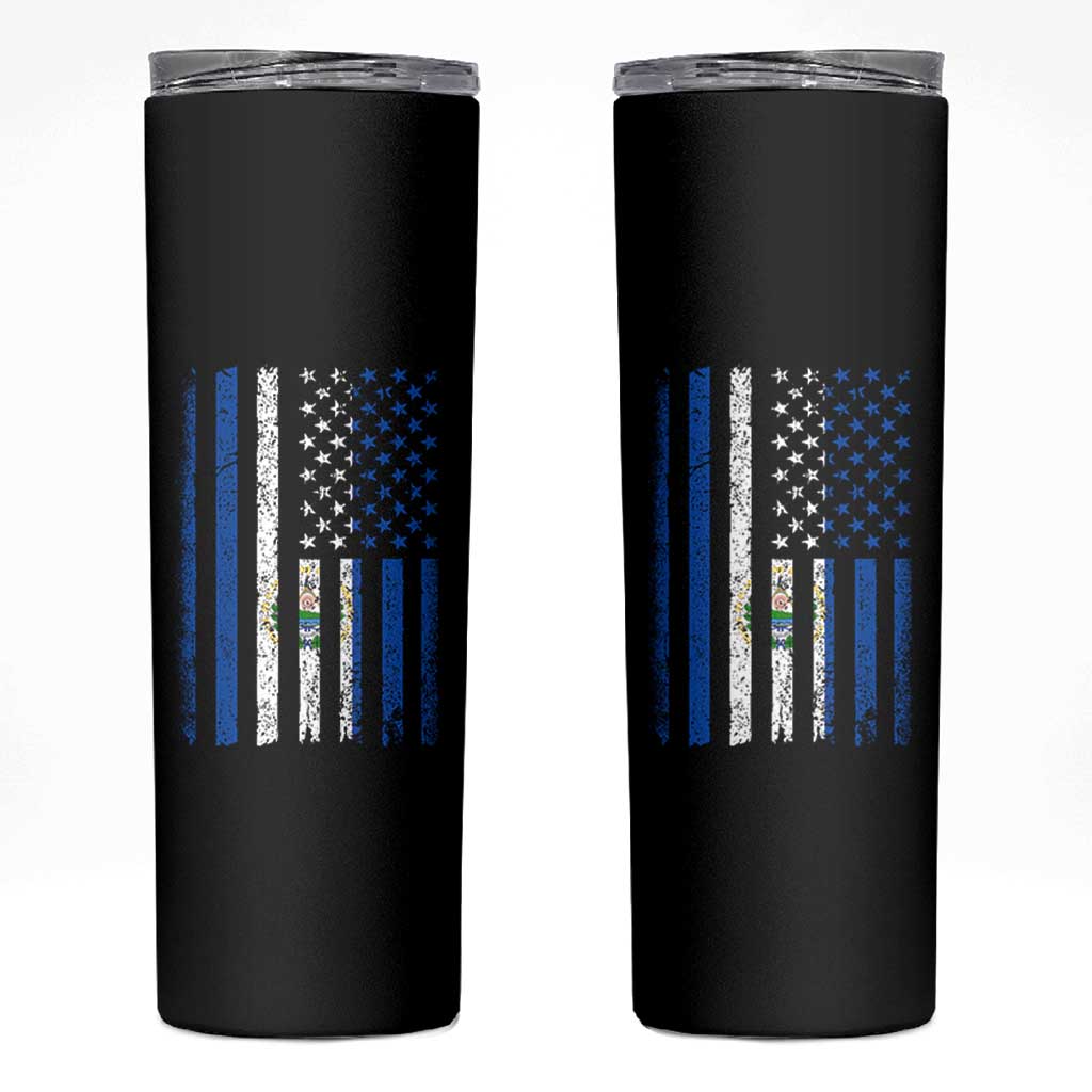 Salvadoran America Flag Skinny Tumbler El Salvador USA Patriotic - Wonder Print Shop