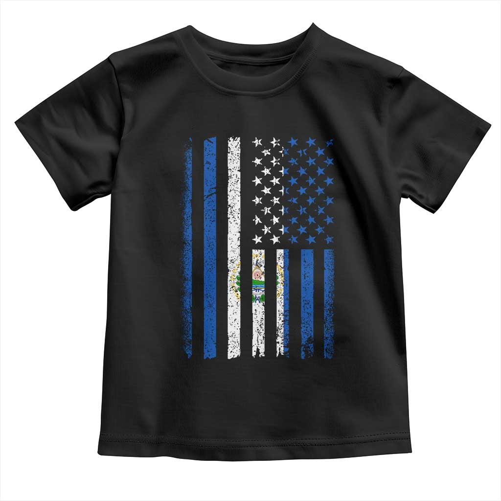 Salvadoran America Flag Toddler T Shirt El Salvador USA Patriotic - Wonder Print Shop