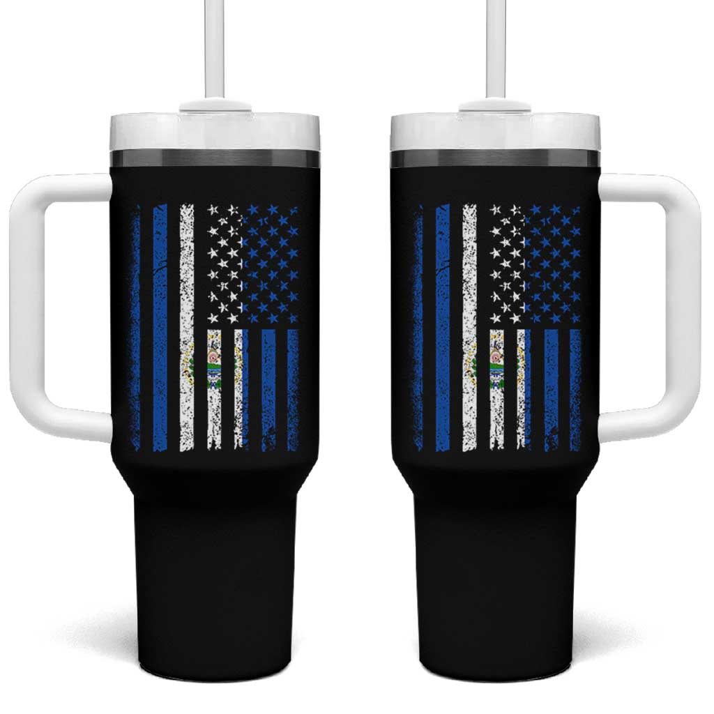 Salvadoran America Flag Tumbler With Handle El Salvador USA Patriotic - Wonder Print Shop