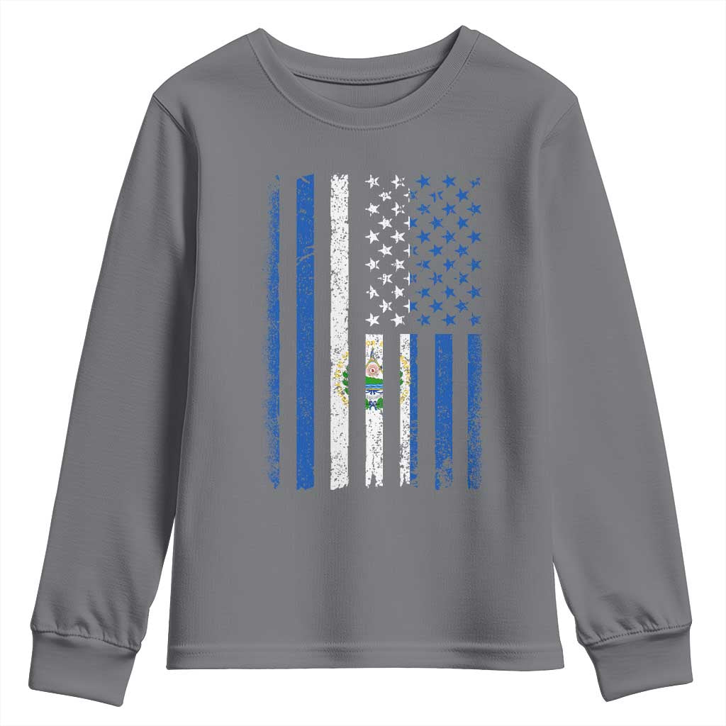 Salvadoran America Flag Youth Sweatshirt El Salvador USA Patriotic - Wonder Print Shop