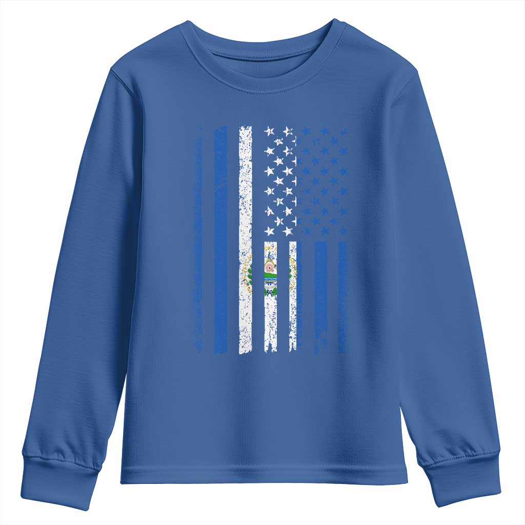 Salvadoran America Flag Youth Sweatshirt El Salvador USA Patriotic - Wonder Print Shop
