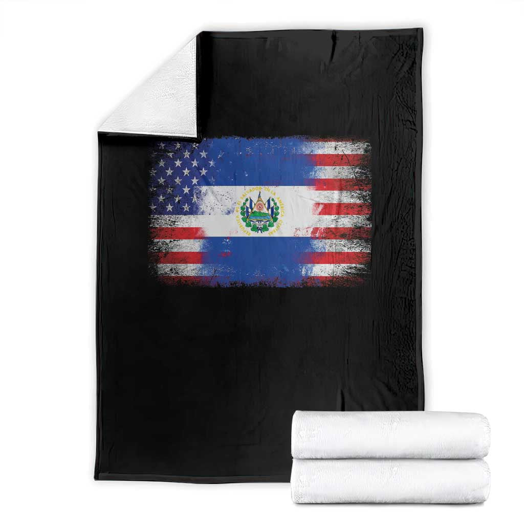 El Salvador American Flag Throw Blanket Distressed Grunge USA Salvadoran Pride - Wonder Print Shop