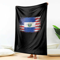 El Salvador American Flag Throw Blanket Distressed Grunge USA Salvadoran Pride - Wonder Print Shop