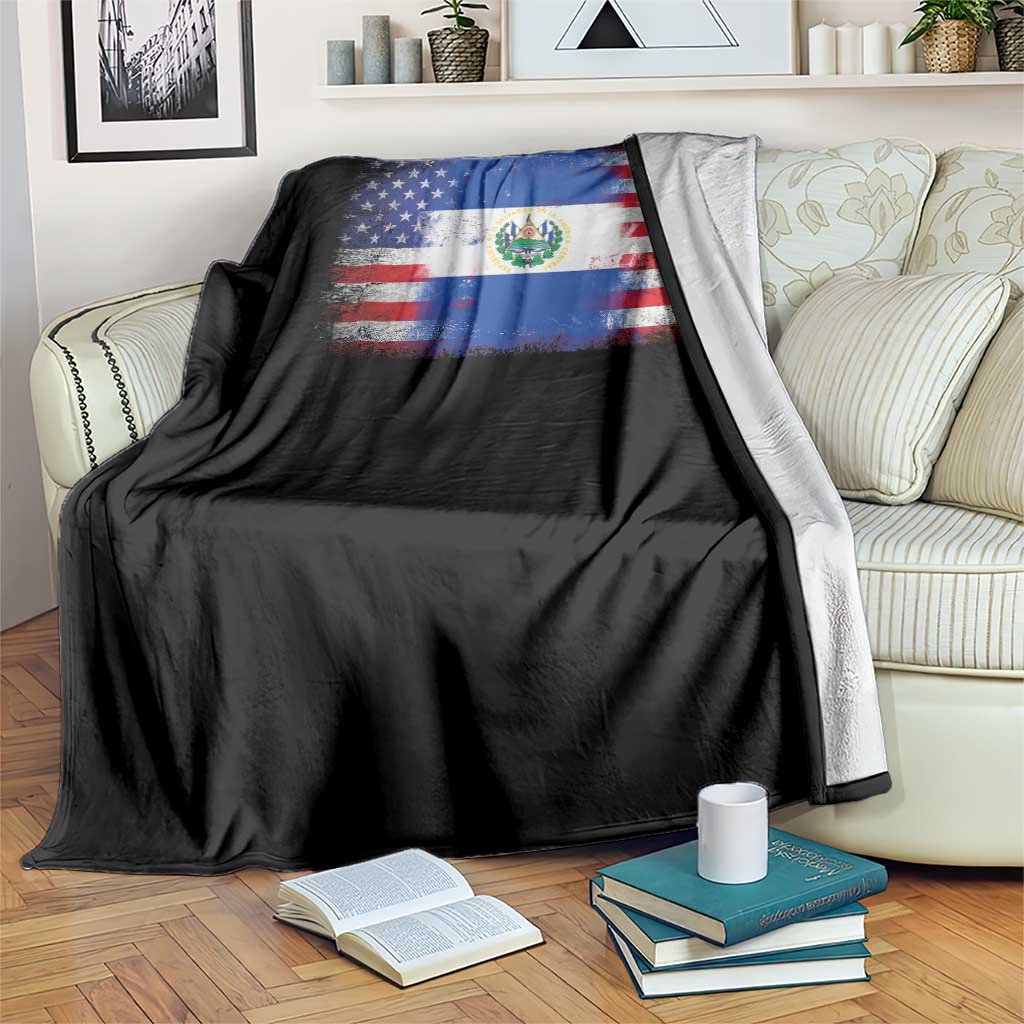 El Salvador American Flag Throw Blanket Distressed Grunge USA Salvadoran Pride - Wonder Print Shop