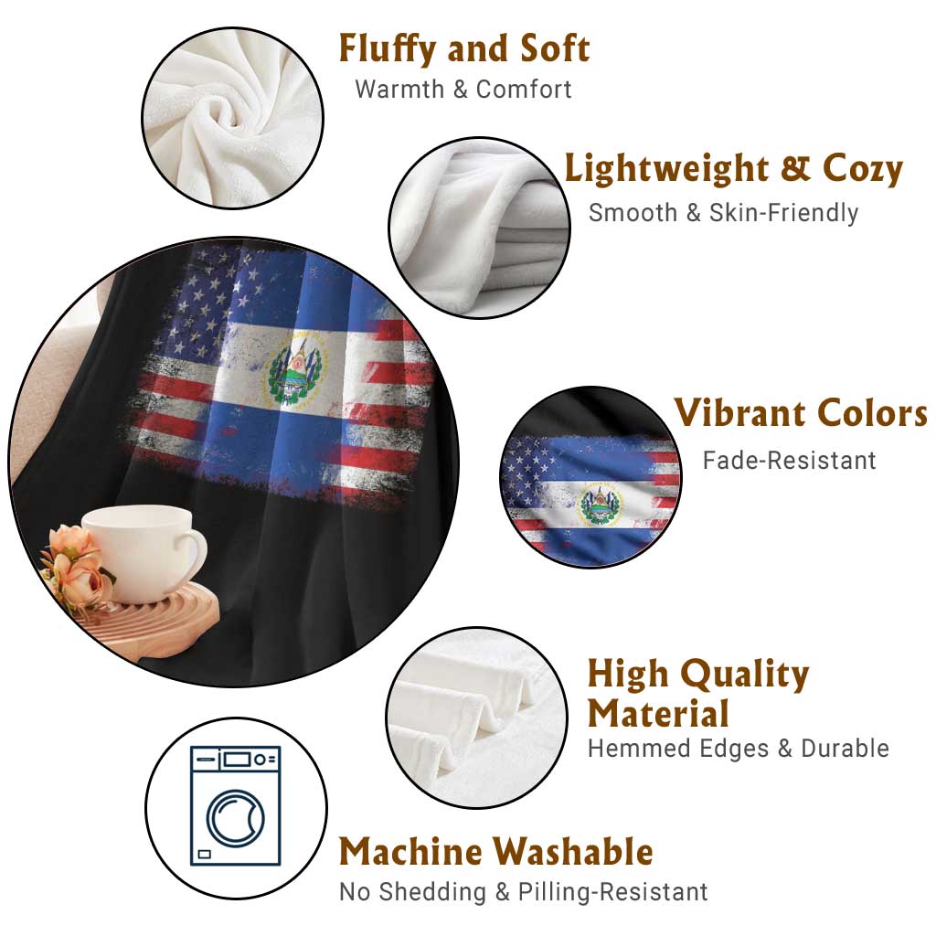 El Salvador American Flag Throw Blanket Distressed Grunge USA Salvadoran Pride - Wonder Print Shop