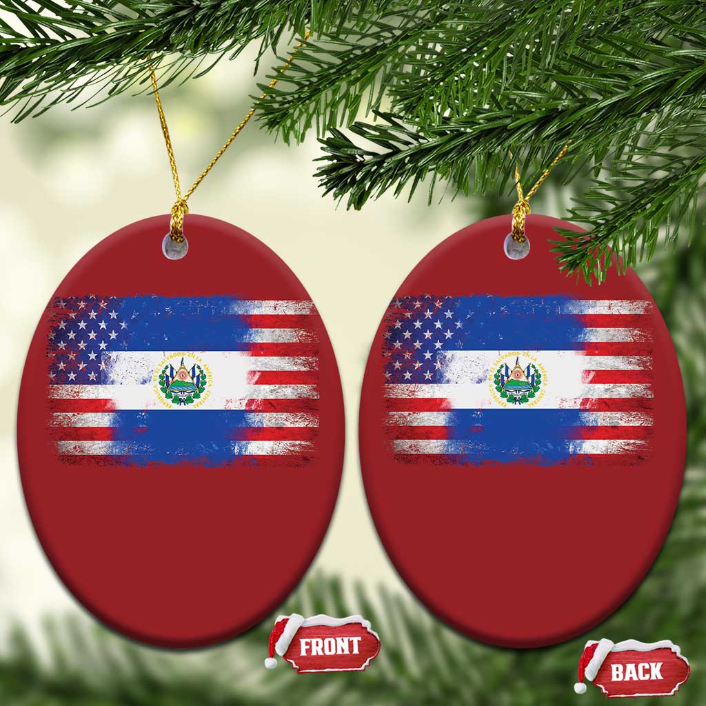 El Salvador American Flag Christmas Ornament Distressed Grunge USA Salvadoran Pride - Wonder Print Shop