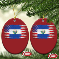 El Salvador American Flag Christmas Ornament Distressed Grunge USA Salvadoran Pride - Wonder Print Shop