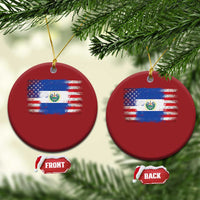 El Salvador American Flag Christmas Ornament Distressed Grunge USA Salvadoran Pride - Wonder Print Shop
