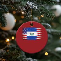 El Salvador American Flag Christmas Ornament Distressed Grunge USA Salvadoran Pride - Wonder Print Shop