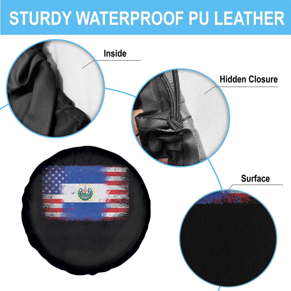 El Salvador American Flag Spare Tire Cover Distressed Grunge USA Salvadoran Pride - Wonder Print Shop