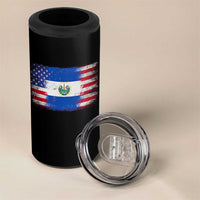 El Salvador American Flag 4 in 1 Can Cooler Tumbler Distressed Grunge USA Salvadoran Pride - Wonder Print Shop