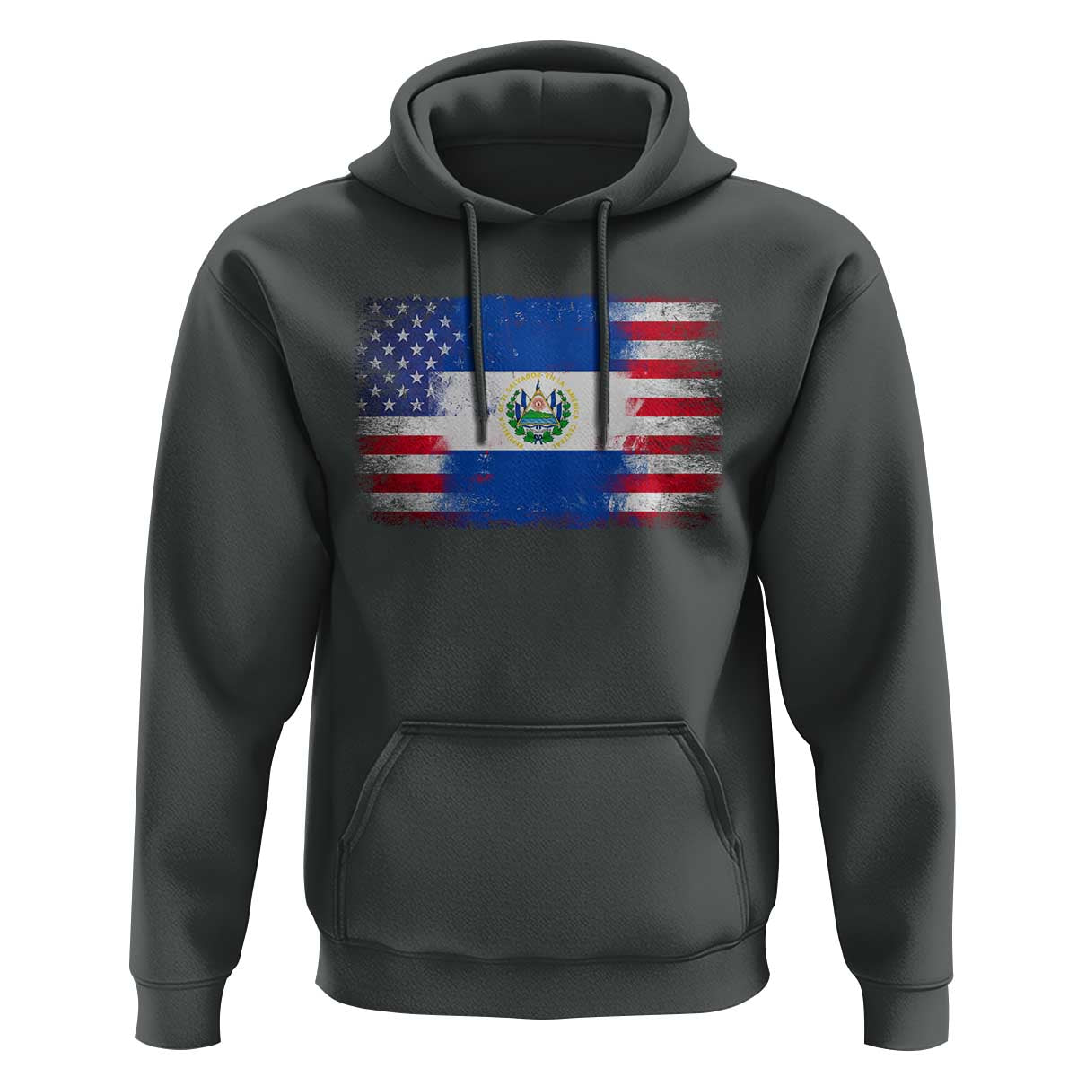 El Salvador American Flag Hoodie Distressed Grunge USA Salvadoran Pride - Wonder Print Shop
