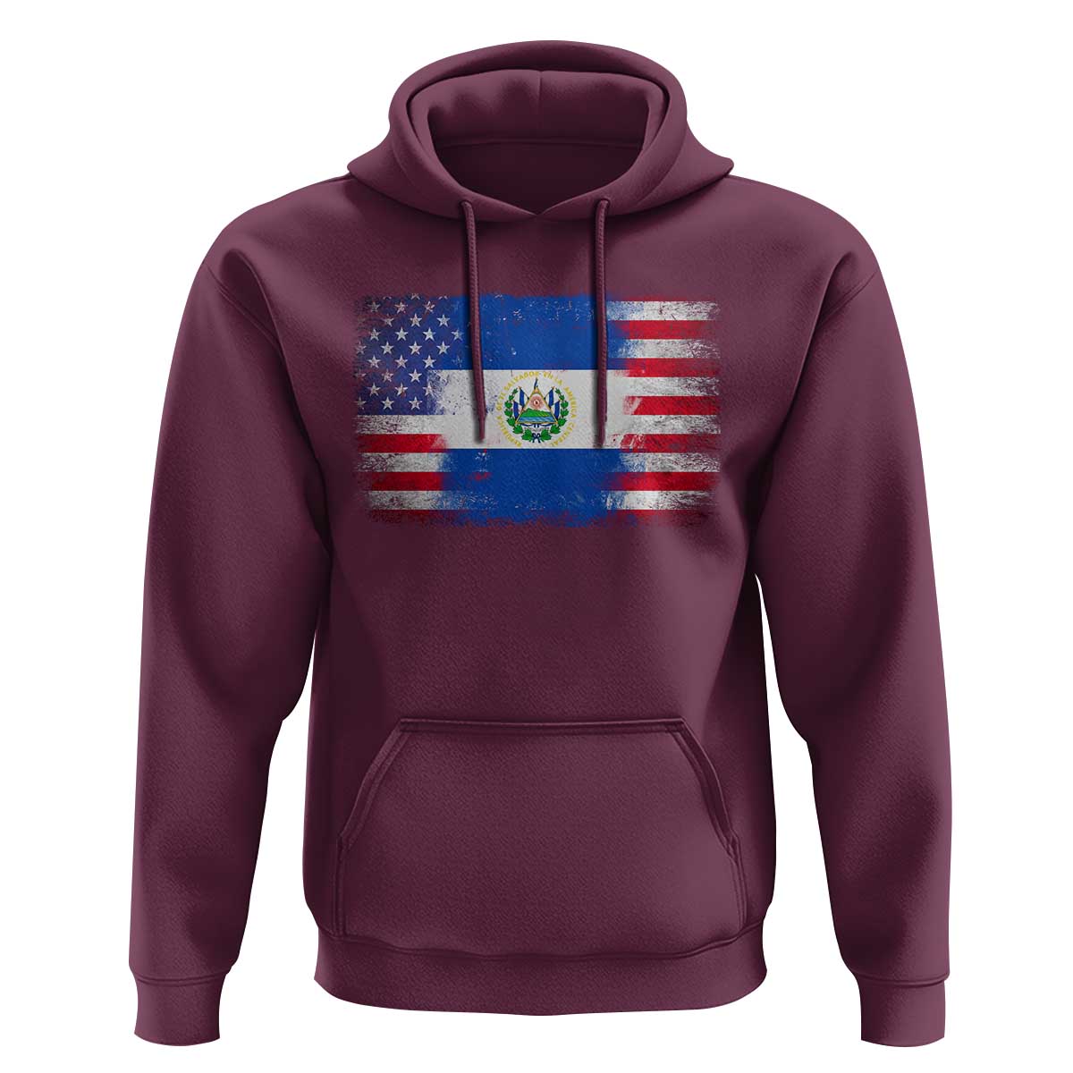El Salvador American Flag Hoodie Distressed Grunge USA Salvadoran Pride - Wonder Print Shop
