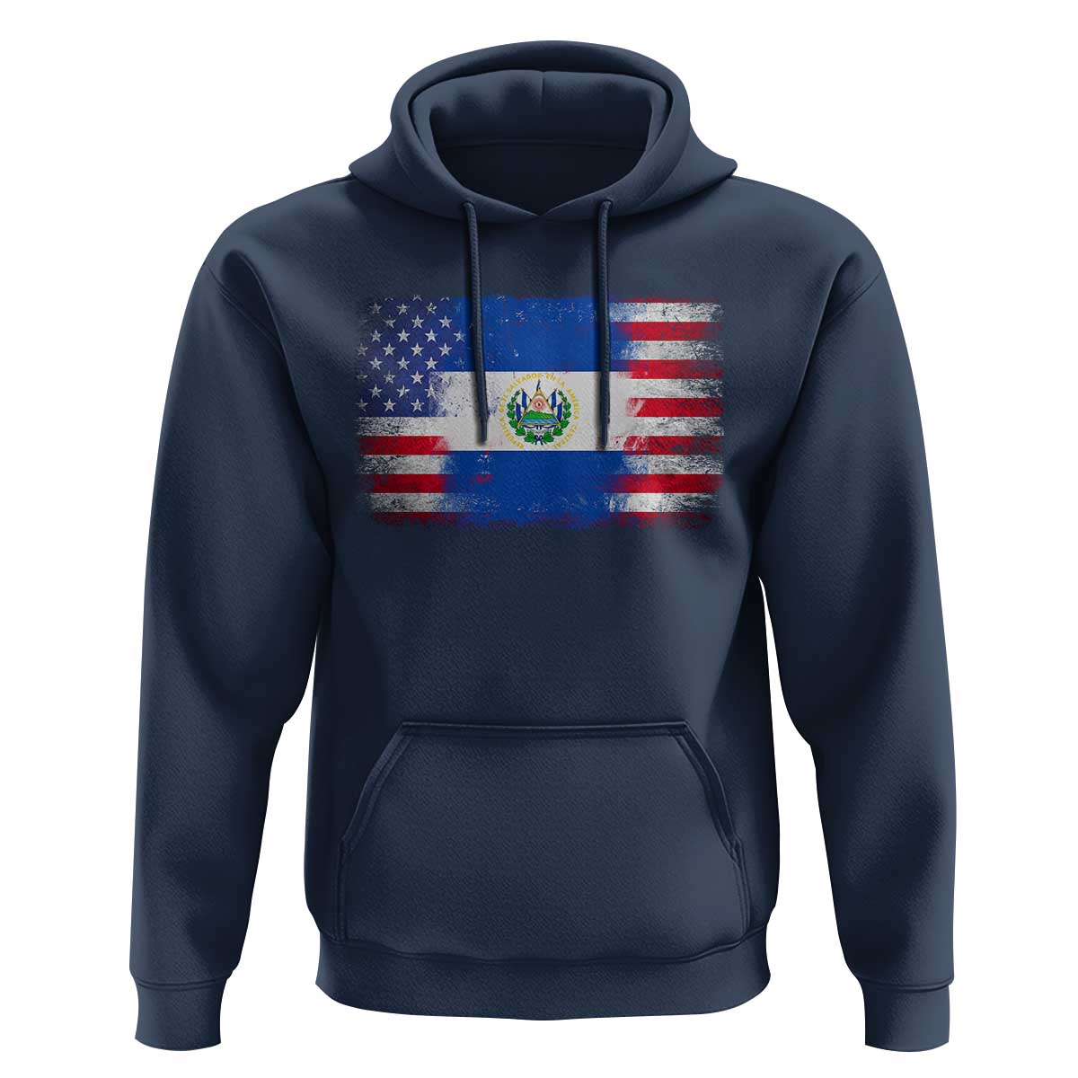 El Salvador American Flag Hoodie Distressed Grunge USA Salvadoran Pride - Wonder Print Shop