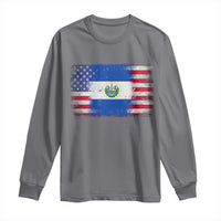 El Salvador American Flag Long Sleeve Shirt Distressed Grunge USA Salvadoran Pride - Wonder Print Shop