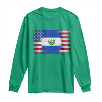 El Salvador American Flag Long Sleeve Shirt Distressed Grunge USA Salvadoran Pride - Wonder Print Shop
