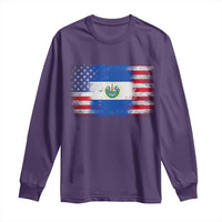 El Salvador American Flag Long Sleeve Shirt Distressed Grunge USA Salvadoran Pride - Wonder Print Shop
