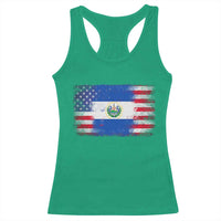 El Salvador American Flag Racerback Tank Top Distressed Grunge USA Salvadoran Pride - Wonder Print Shop