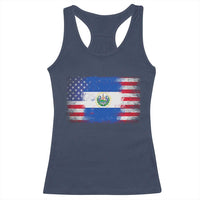 El Salvador American Flag Racerback Tank Top Distressed Grunge USA Salvadoran Pride - Wonder Print Shop
