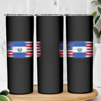 El Salvador American Flag Skinny Tumbler Distressed Grunge USA Salvadoran Pride - Wonder Print Shop