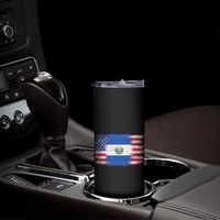 El Salvador American Flag Skinny Tumbler Distressed Grunge USA Salvadoran Pride - Wonder Print Shop