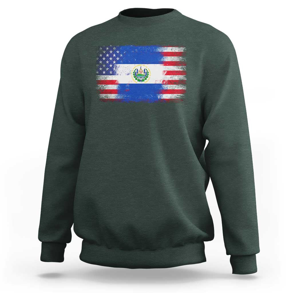 El Salvador American Flag Sweatshirt Distressed Grunge USA Salvadoran Pride - Wonder Print Shop