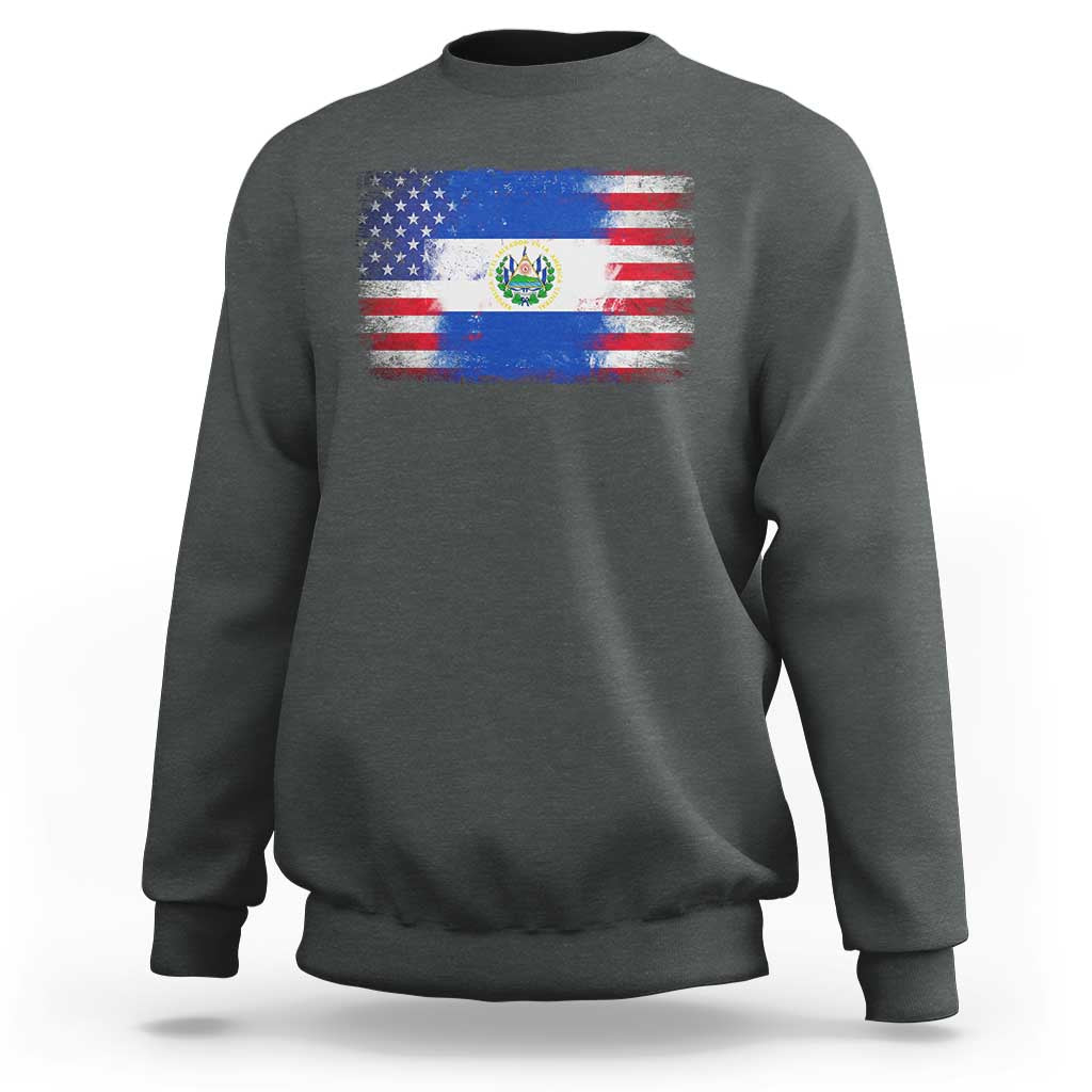 El Salvador American Flag Sweatshirt Distressed Grunge USA Salvadoran Pride - Wonder Print Shop
