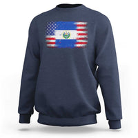 El Salvador American Flag Sweatshirt Distressed Grunge USA Salvadoran Pride - Wonder Print Shop