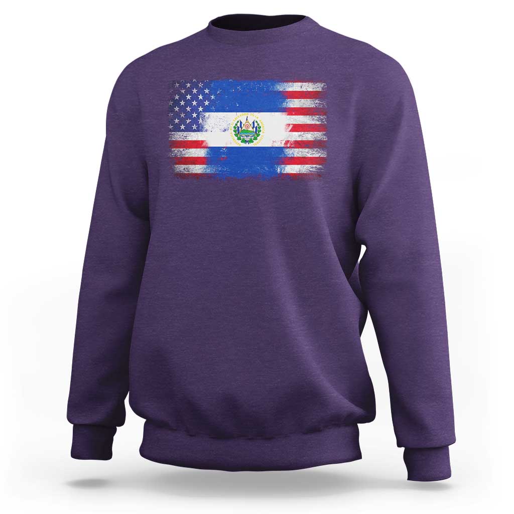 El Salvador American Flag Sweatshirt Distressed Grunge USA Salvadoran Pride - Wonder Print Shop