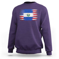 El Salvador American Flag Sweatshirt Distressed Grunge USA Salvadoran Pride - Wonder Print Shop