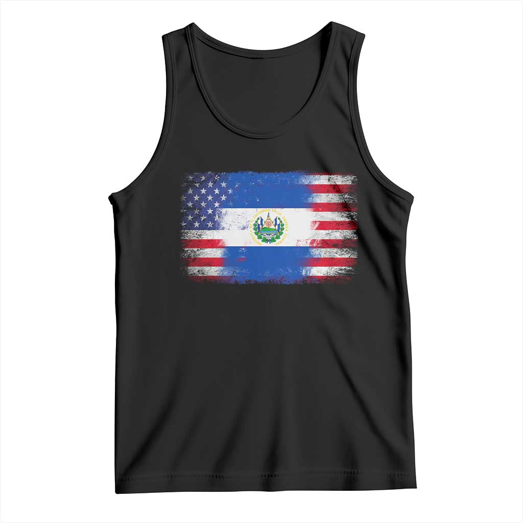 El Salvador American Flag Tank Top Distressed Grunge USA Salvadoran Pride - Wonder Print Shop