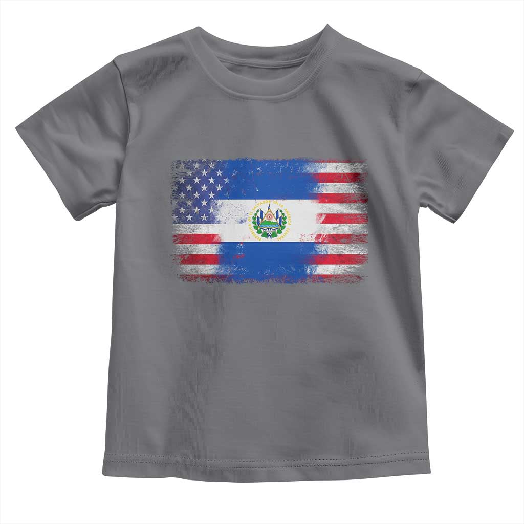 El Salvador American Flag Toddler T Shirt Distressed Grunge USA Salvadoran Pride - Wonder Print Shop