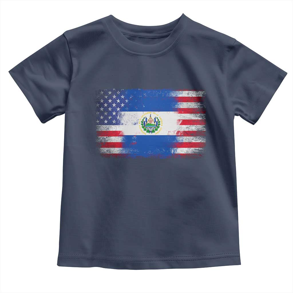 El Salvador American Flag Toddler T Shirt Distressed Grunge USA Salvadoran Pride - Wonder Print Shop
