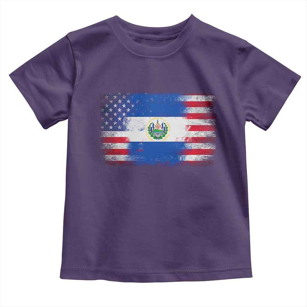 El Salvador American Flag Toddler T Shirt Distressed Grunge USA Salvadoran Pride - Wonder Print Shop