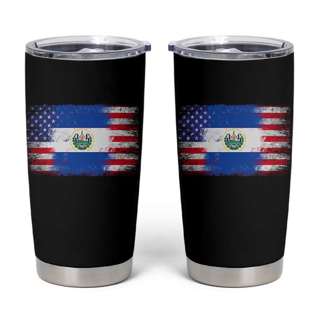 El Salvador American Flag Tumbler Cup Distressed Grunge USA Salvadoran Pride - Wonder Print Shop