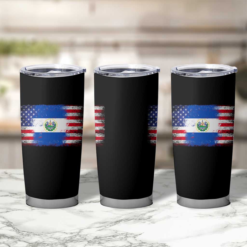 El Salvador American Flag Tumbler Cup Distressed Grunge USA Salvadoran Pride - Wonder Print Shop