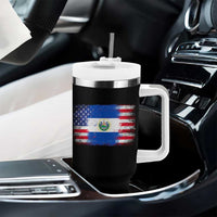 El Salvador American Flag Tumbler With Handle Distressed Grunge USA Salvadoran Pride - Wonder Print Shop